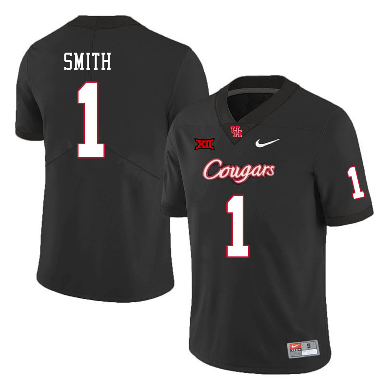 Men #1 Donovan Smith Houston Cougars Big 12 XII College Football Jerseys Stitched-Black - Click Image to Close